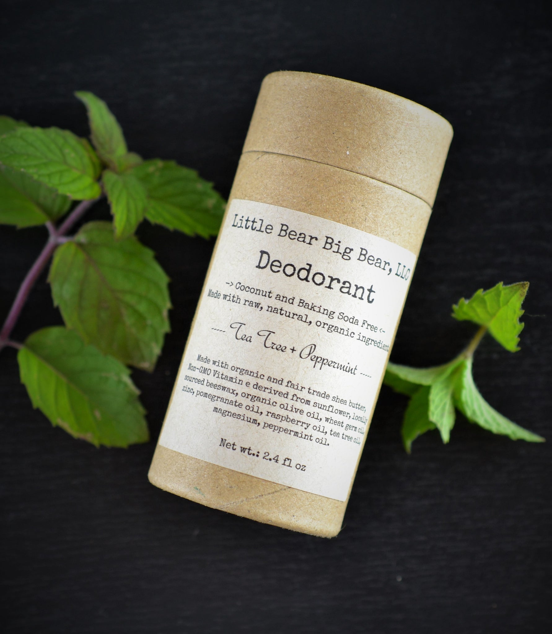 Tea Tree Peppermint Natural Deodorants in Paper Tube | Coconut-Free –  Little Bear Big Bear, LLC