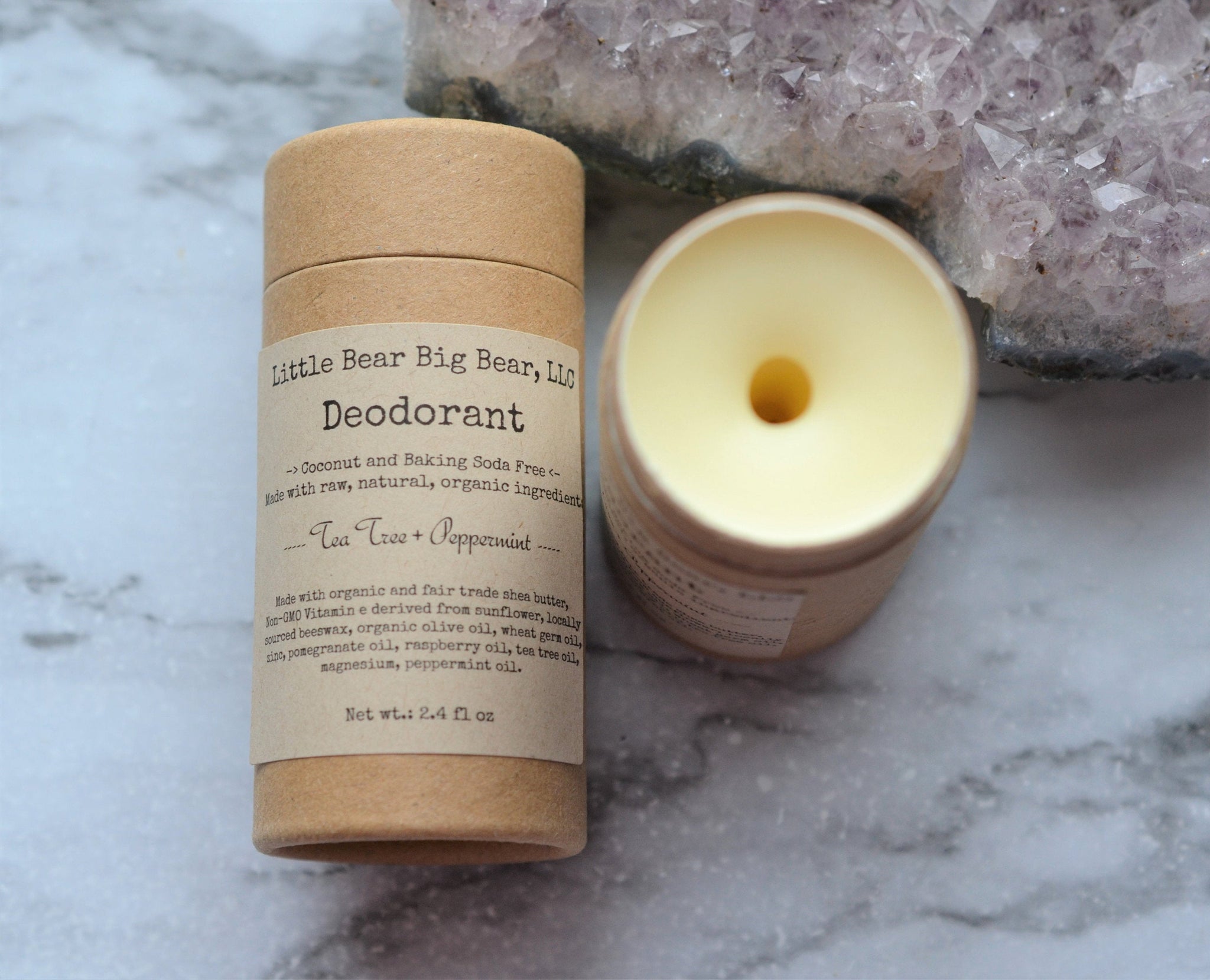 Tea Tree Peppermint Natural Deodorants in Paper Tube | Coconut-Free –  Little Bear Big Bear, LLC